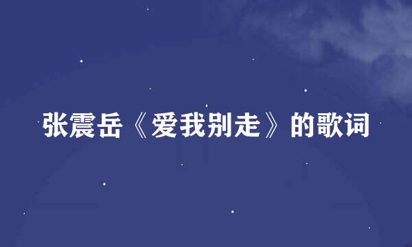 张震岳《爱我别走》的歌词