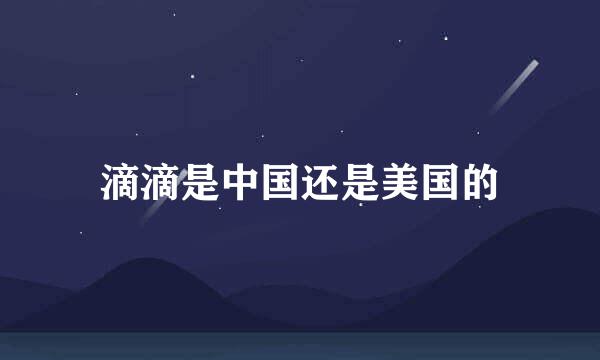 滴滴是中国还是美国的