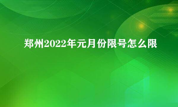 郑州2022年元月份限号怎么限