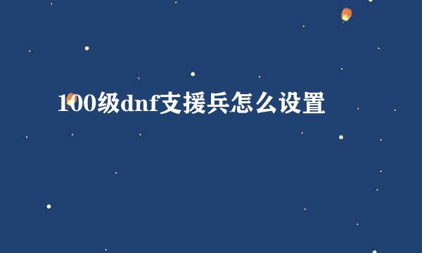 100级dnf支援兵怎么设置
