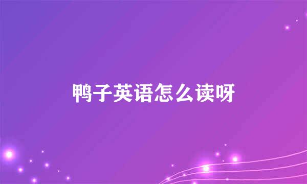 鸭子英语怎么读呀