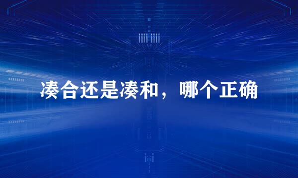 凑合还是凑和，哪个正确
