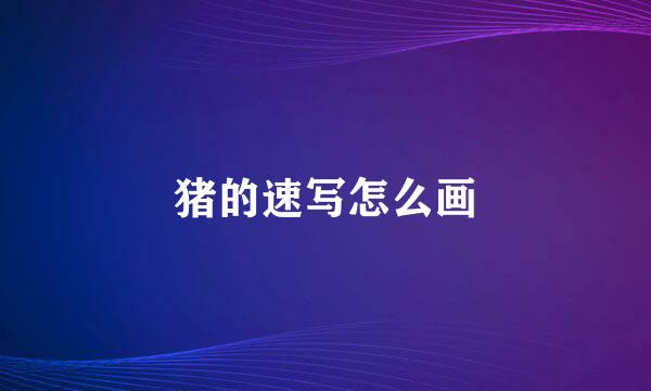 猪的速写怎么画