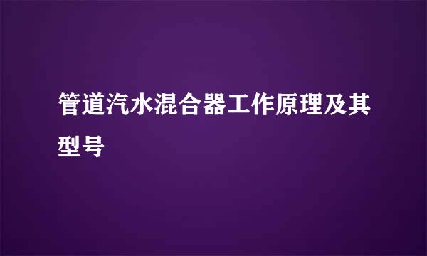管道汽水混合器工作原理及其型号