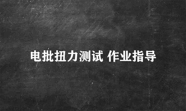 电批扭力测试 作业指导