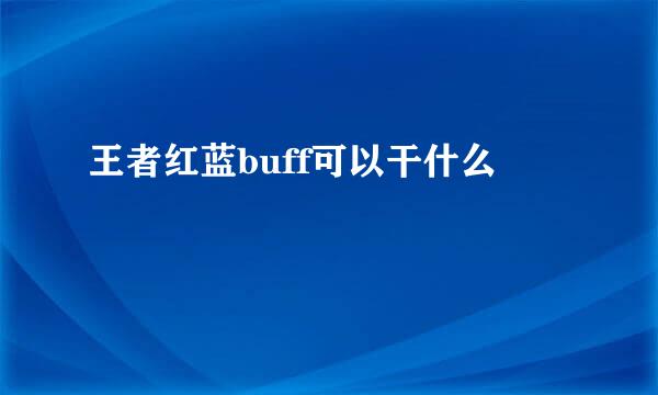 王者红蓝buff可以干什么