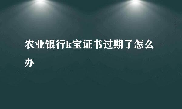 农业银行k宝证书过期了怎么办