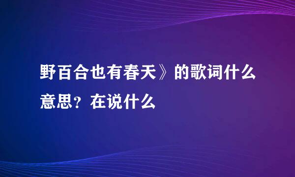 野百合也有春天》的歌词什么意思？在说什么