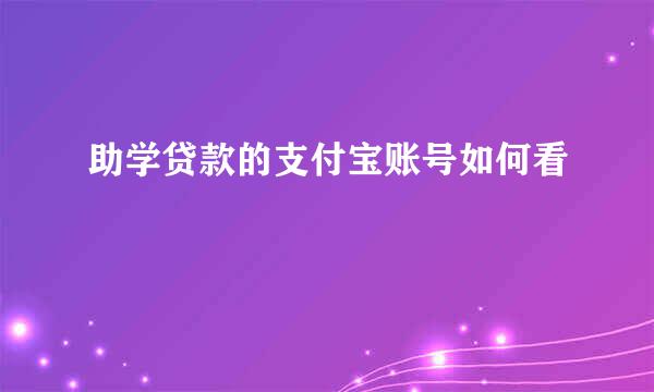 助学贷款的支付宝账号如何看