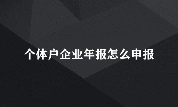 个体户企业年报怎么申报