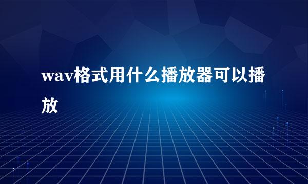 wav格式用什么播放器可以播放