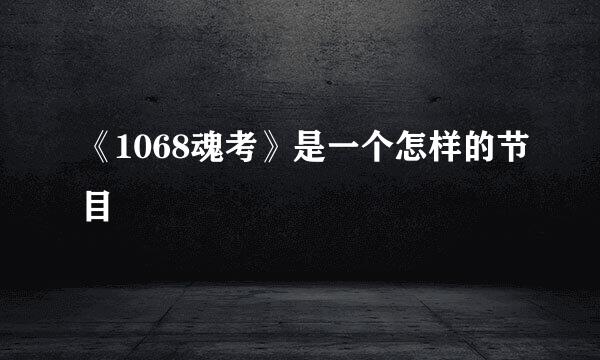 《1068魂考》是一个怎样的节目