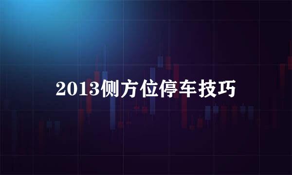 2013侧方位停车技巧
