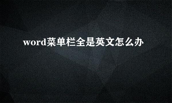 word菜单栏全是英文怎么办