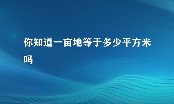 你知道一亩地等于多少平方米吗
