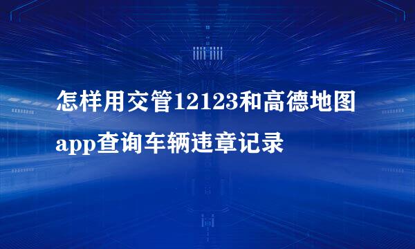怎样用交管12123和高德地图app查询车辆违章记录
