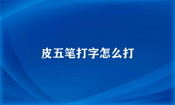 皮五笔打字怎么打