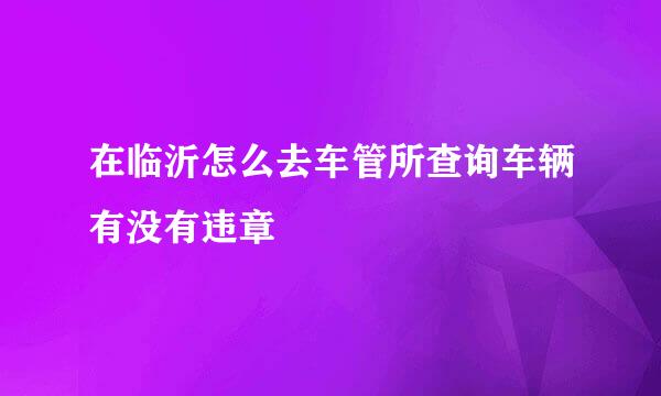 在临沂怎么去车管所查询车辆有没有违章