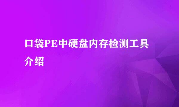 口袋PE中硬盘内存检测工具介绍