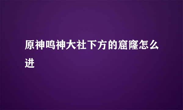 原神鸣神大社下方的窟窿怎么进