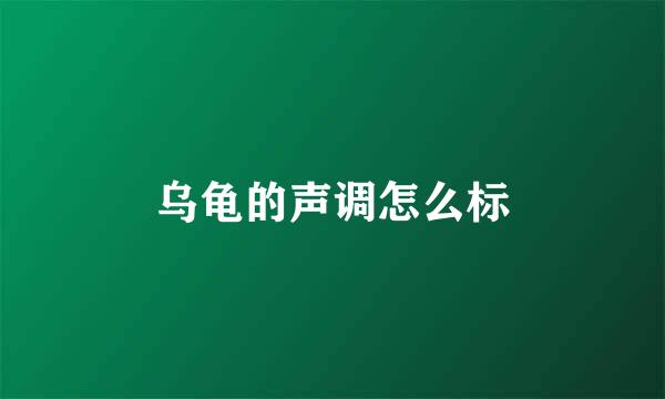 乌龟的声调怎么标