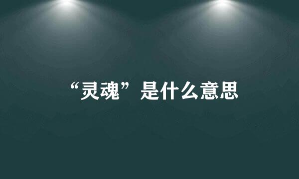 “灵魂”是什么意思