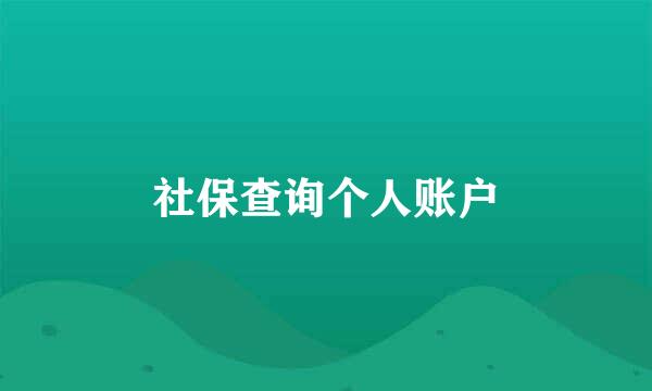 社保查询个人账户