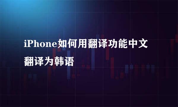 iPhone如何用翻译功能中文翻译为韩语