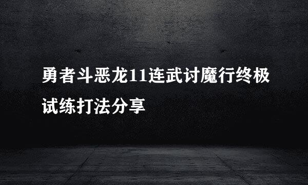勇者斗恶龙11连武讨魔行终极试练打法分享