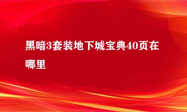 黑暗3套装地下城宝典40页在哪里