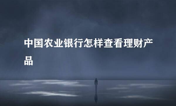 中国农业银行怎样查看理财产品