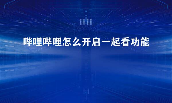 哔哩哔哩怎么开启一起看功能