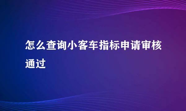怎么查询小客车指标申请审核通过