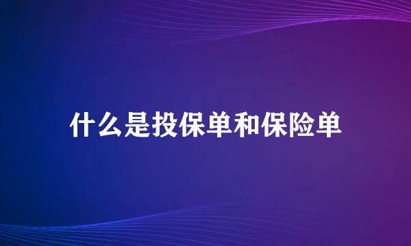 什么是投保单和保险单