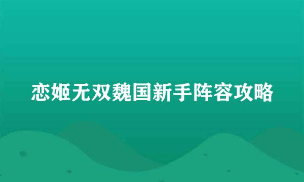 恋姬无双魏国新手阵容攻略