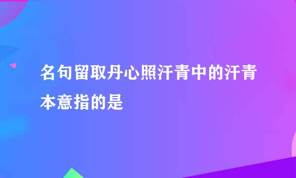名句留取丹心照汗青中的汗青本意指的是