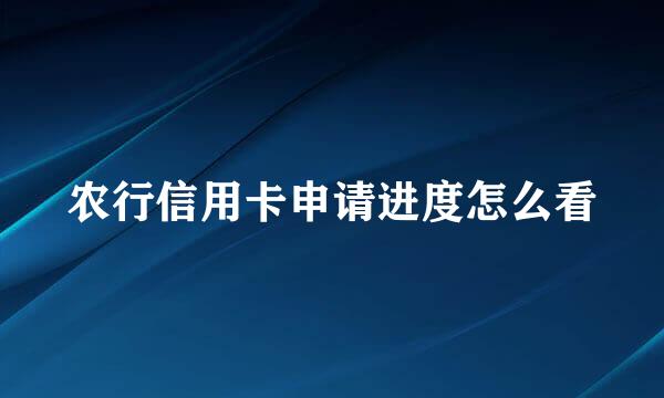 农行信用卡申请进度怎么看