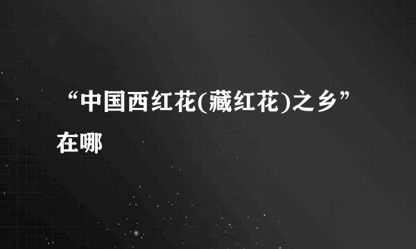 “中国西红花(藏红花)之乡”在哪