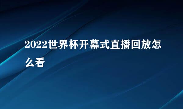 2022世界杯开幕式直播回放怎么看
