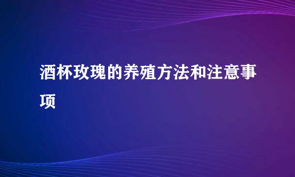 酒杯玫瑰的养殖方法和注意事项