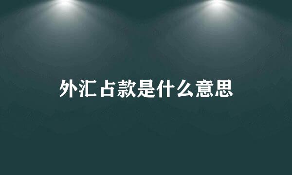 外汇占款是什么意思