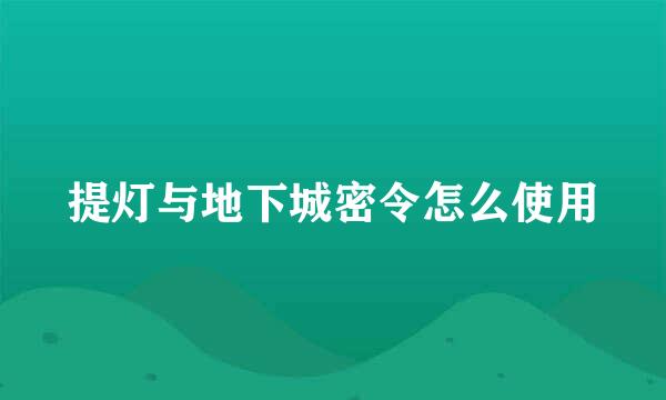 提灯与地下城密令怎么使用