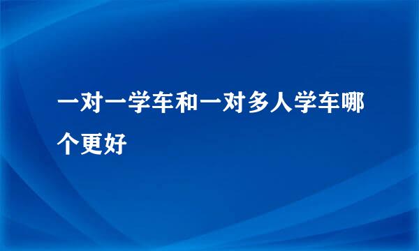 一对一学车和一对多人学车哪个更好