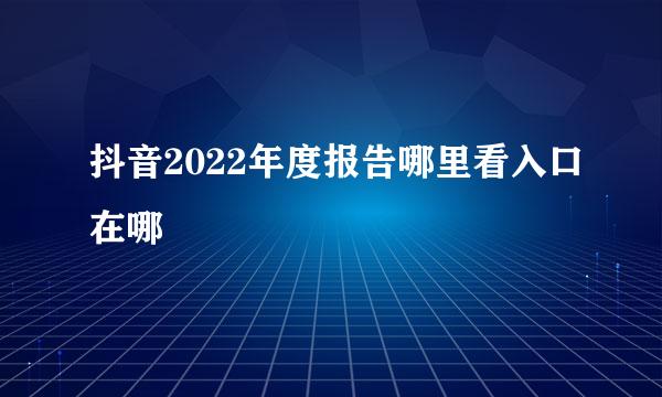 抖音2022年度报告哪里看入口在哪