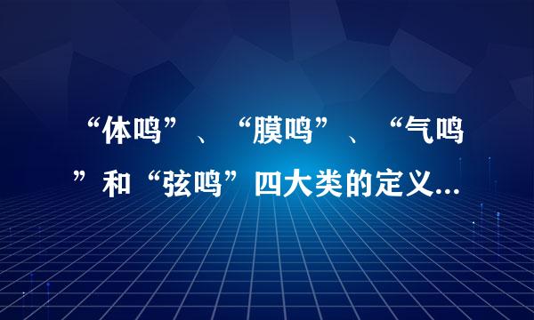 “体鸣”、“膜鸣”、“气鸣”和“弦鸣”四大类的定义是怎样的