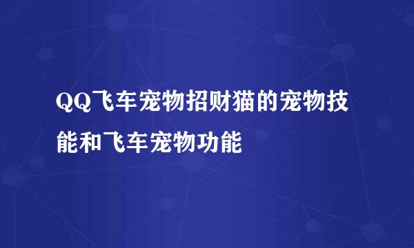 QQ飞车宠物招财猫的宠物技能和飞车宠物功能