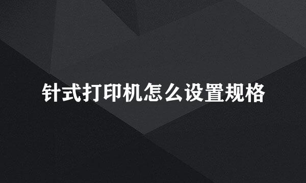 针式打印机怎么设置规格
