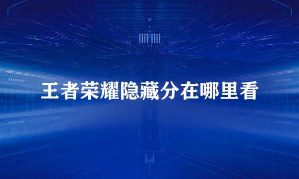 王者荣耀隐藏分在哪里看