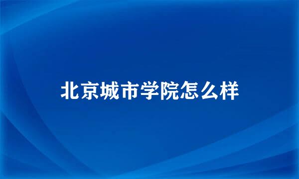 北京城市学院怎么样