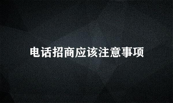 电话招商应该注意事项